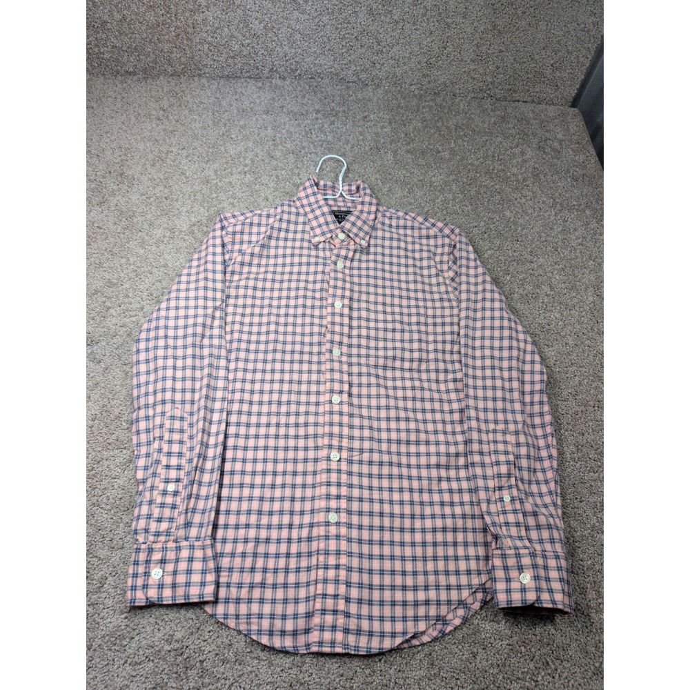 Abercrombie & Fitch Mens Small Peach Navy Blue Plaid Button Down Shirt